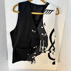 Black and White Musical Note Vest